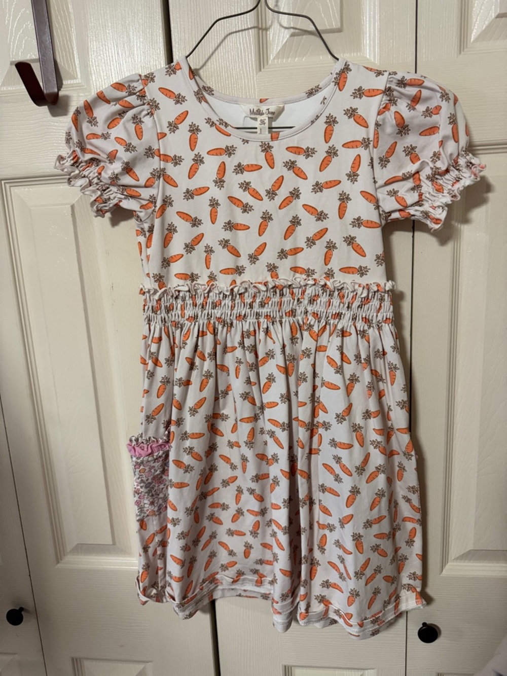 Matilda Jane White & Orange Carrot Print Girls' Dress size 12